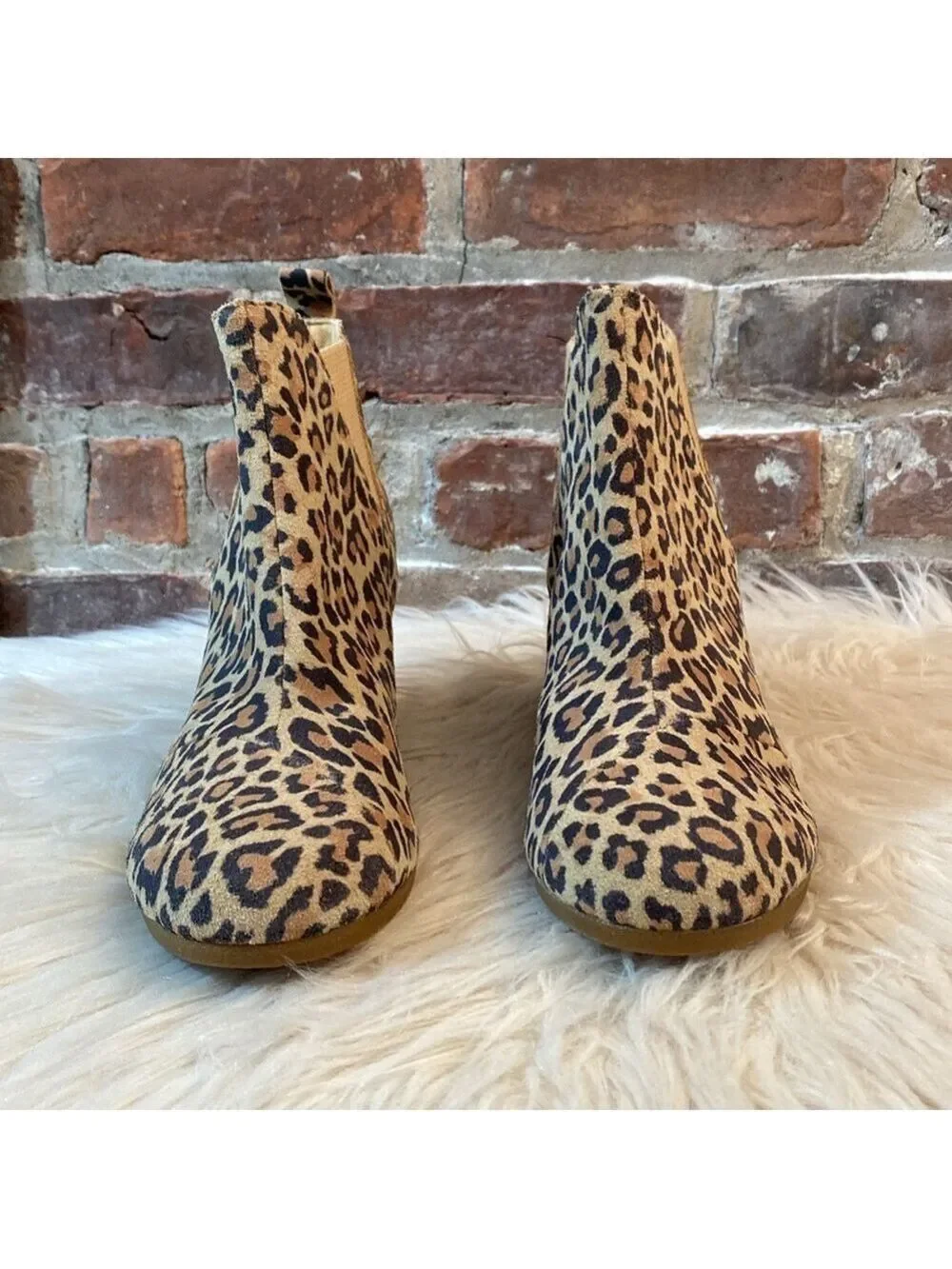 Toms Leopard Animal Print Kelsey Wedge Booties, Size 9.5